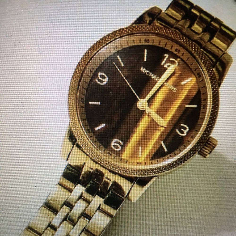 Michael Kors gold tone tigers eye watch
